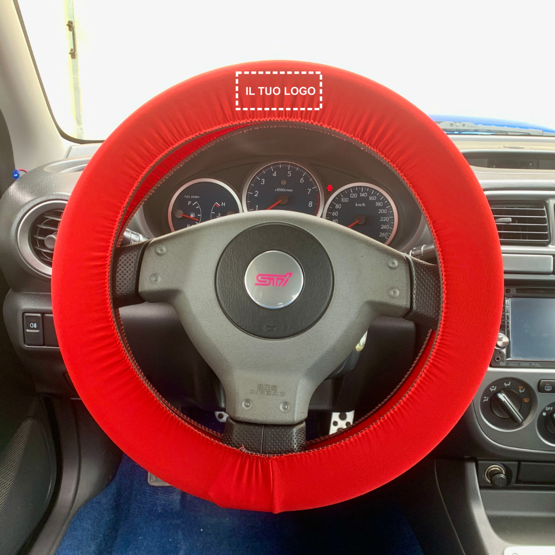 Coprivolante auto elasticizzato a fascia colore rosso foto il tuo logo marchio federico baccan