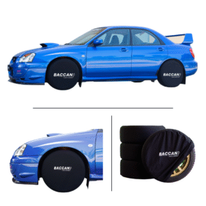 Kit copriruota copricerchio automobile in tessuto elasticizzato colore nero marchio Federico Baccan