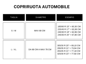 tabella taglie copriruota federico baccan