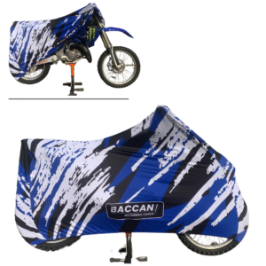 Telo coprimoto universale enduro motocross colore nero bianco blu marchio Federico Baccan