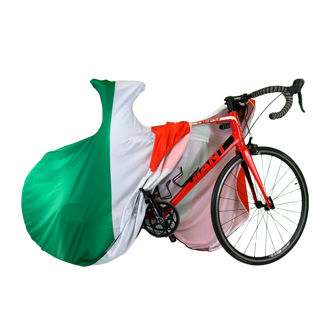 Telo-copribici-da-corsa-universale-Federico-Baccan-design-italian-flag-5 Telo copribici da corsa universale vista lateralemezza scoperta, marchio federico baccan. Modello Design colore italian flag