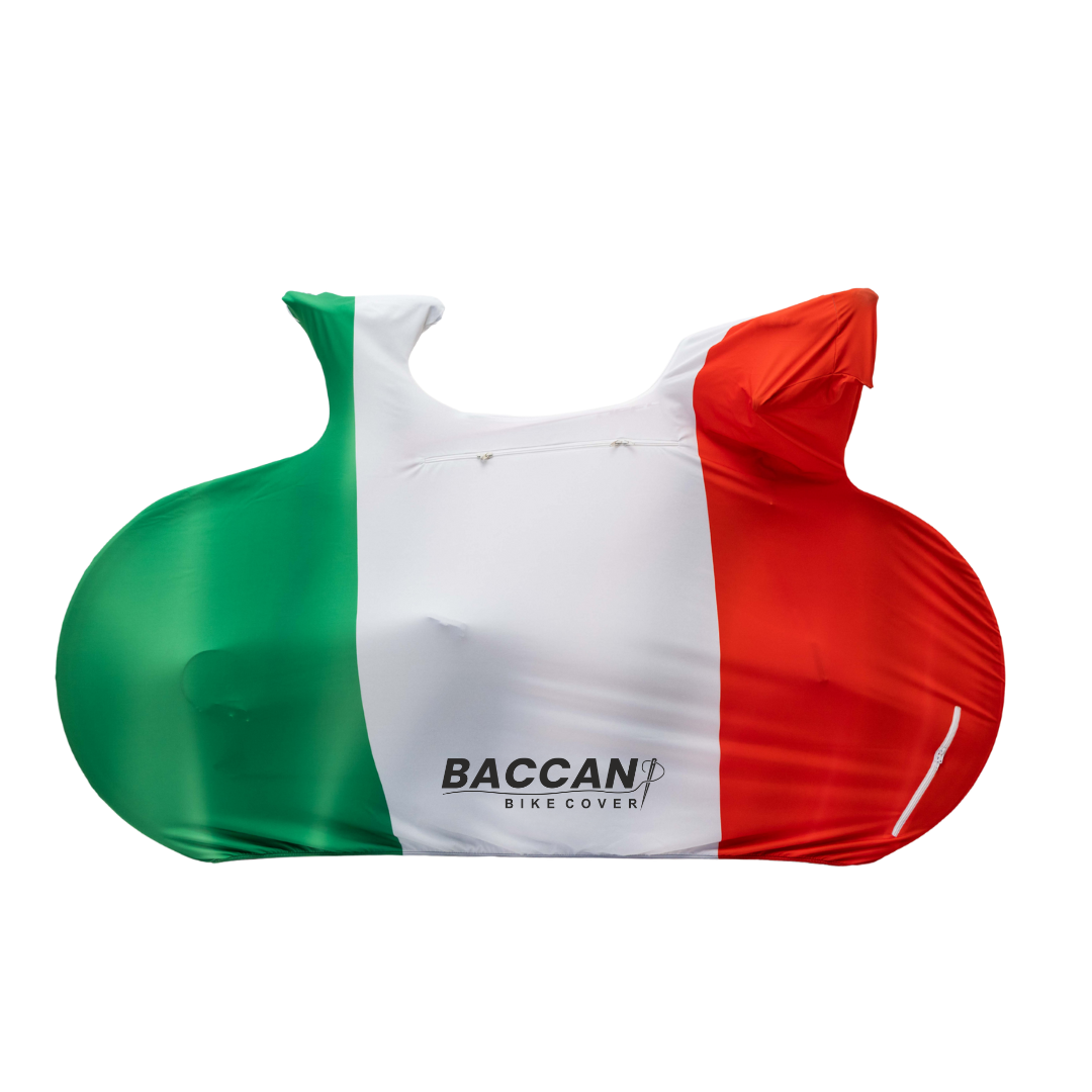 Telo-copribici-da-corsa-universale-Federico-Baccan-design-italian-flag-7 Telo copribici da corsa universale vista laterale, marchio federico baccan. Modello Design colore italian flag