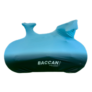 Telo copribici da corsa universale vista laterale senza cerniere, marchio federico baccan. Modello Design colore nero e azzurro