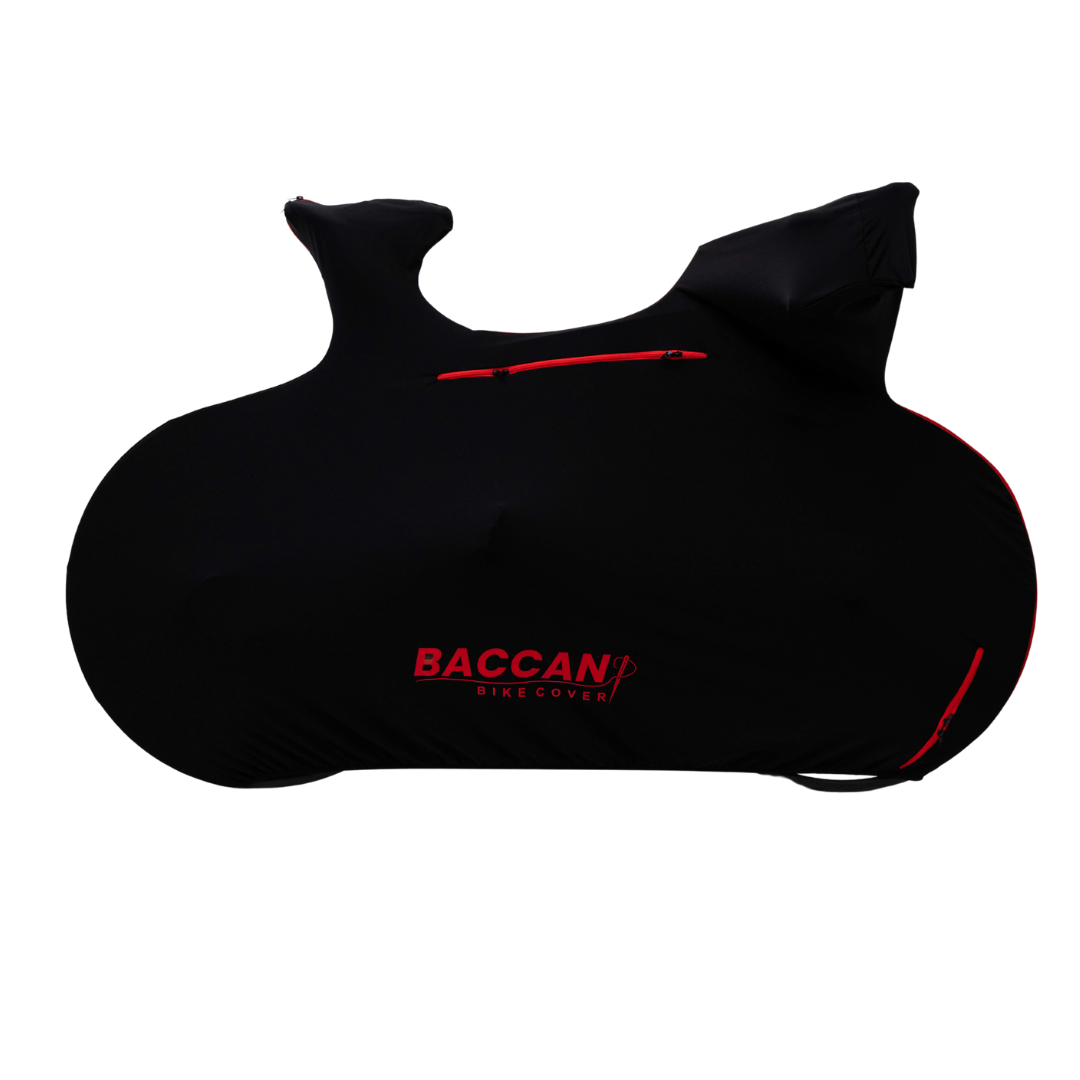 Telo-copribici-da-corsa-universale-Federico-Baccan-design-nero-cerniere-rosse-7 Telo copribici da corsa universale vista laterale, marchio federico baccan. Modello Design colore inero e cerniere rosse