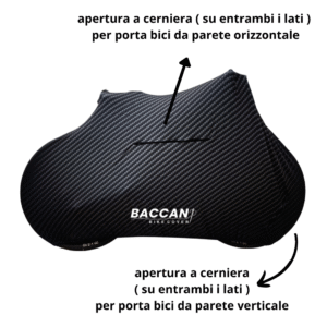 Telo copribici mtb universale vista laterale particolare cerniere, marchio federico baccan. Colore carbon