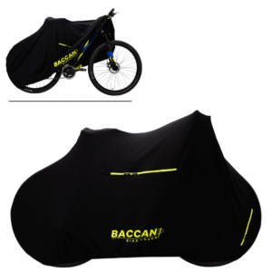 telo copribici mtb universale elasticizzato da interno Federico Baccan nero e cerniere giallo fluo