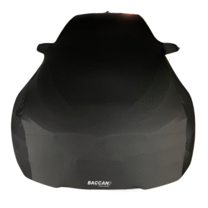 Telo copriauto su misura bmw serie 4 m4 f82 vista frontale telo nero marchio federico baccan