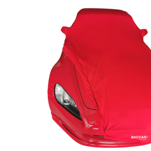Telo copriauto su misura honda s2000 vista frontale mezza scoperta telo rosso marchio federico baccan