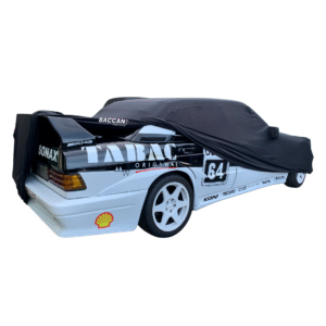 Telo copriauto su misura mercedes 190 2.5 vista posteriore marchio federico baccan