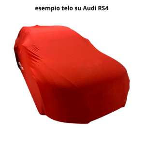 Telo copriauto universale station wagon vista frontale tutta coperta telo rosso marchio federico baccan