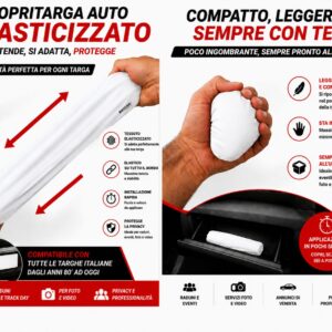 Copritarga Auto Elasticizzato (2pz) colore bianco , foto elastico e compatto, marchio Federico Baccan