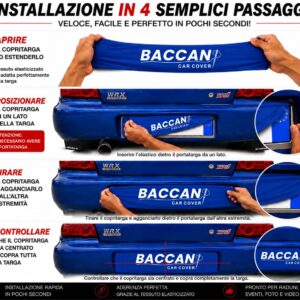 Copritarga Auto Elasticizzato (2pz) colore blu , il tuo logo, foto istruzioni, marchio Federico Baccan